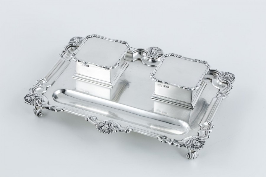Kałamarz G&S. Co Ltd. srebrno – kryształowy, Anglia – klasycystyczny