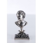 Miniaturka, popiersie dziecka Putti na cokole, srebrne,  Włochy – sztuka świata