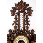 Wiszący porcelanowy barometr z termometrem na rtęć, drewniany sprawny, Holandia – eklektyczny