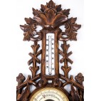 Wiszący porcelanowy barometr z termometrem na rtęć, drewniany sprawny, Holandia – eklektyczny