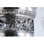 Patera reprezentacyjna wysoka, 3 kryształowe czary, srebrna,  Niemcy – klasycystyczna