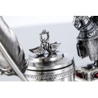 Kałamarz z rycerzem i piórami, Carolus V, srebrny z rubinami  Hiszpania - klasycystyczny