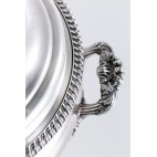 Waza obiadowa Robbe & Berking z pokrywą, duża, srebrna, Niemcy – klasycystyczna