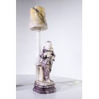 Komplet 2 lampek bliźniaczych  marmurowych z Pierrot,  Pan/Pani, Włochy – art deco.